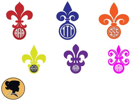 Fleur De Lis Monogram Frames,fleur De Lis Silhouette, Fleur De Lis Svg ...