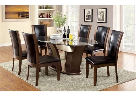 Manhattan l Oval Glass Top Dining Table w/4 Side Chairs Furniture Ville - Bronx NY