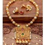 One Gram Gold Plated Necklace with Jhumka ~ South India Jewels