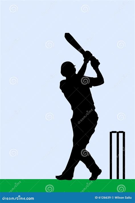 Silhouette of a Cricket Batsman Stock Illustration - Illustration of ...