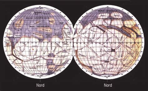 This drawing of the two hemispheres of Mars was made by the Italian ...