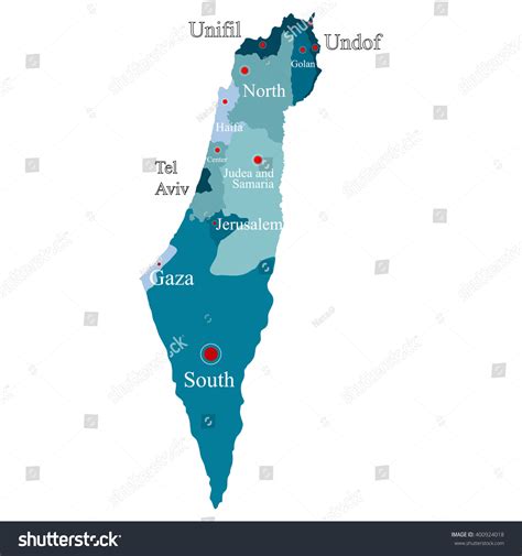 Israel Map Regions On White Background Stock Illustration 400924018