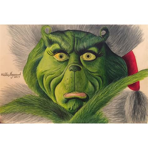 The Grinch from The Grinch Who Stole Christmas. Hand drawn using Prismacolor coloured pencils ...