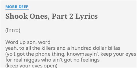 "SHOOK ONES, PART 2" LYRICS by MOBB DEEP: Word up son, word...