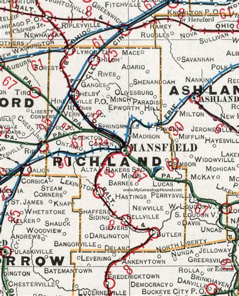 Richland County, Ohio 1901 Map, Mansfield, OH