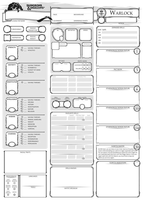 Dnd 5e Character Sheet Printable