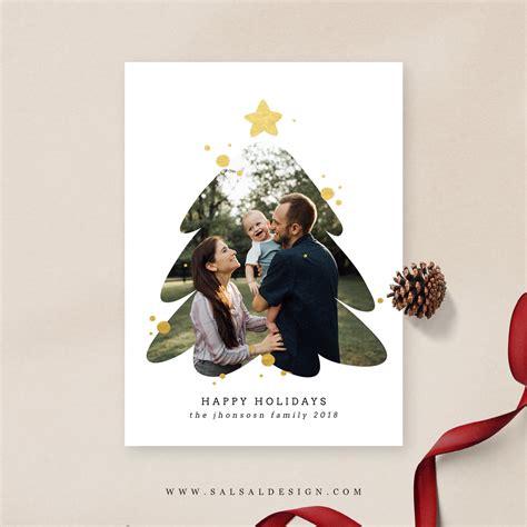 Christmas Card Photoshop Template Holiday Card Template - Etsy