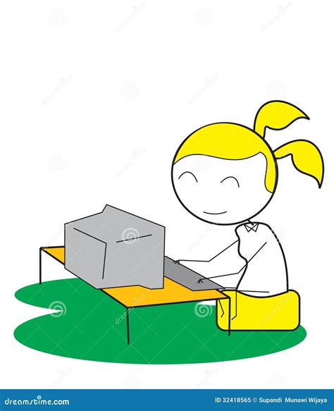 Woman Computer stock illustration. Illustration of customer - 32418565