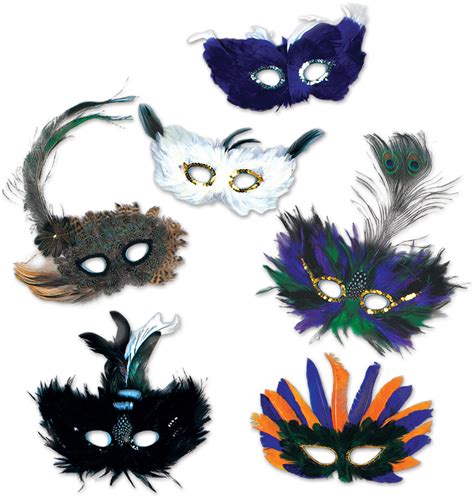 Wholesale Mardi Gras Feather Masks - Assorted