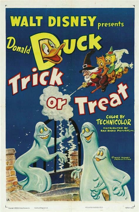 Donald Duck - Trick or Treat (1952) | Disney cartoons, Disney movie posters, Disney posters