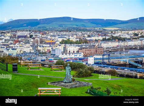 Beautiful landscape view of seaside town of Douglas in the Isle of Man ...