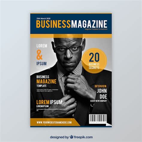 Free Vector | Business magazine cover template with model posing