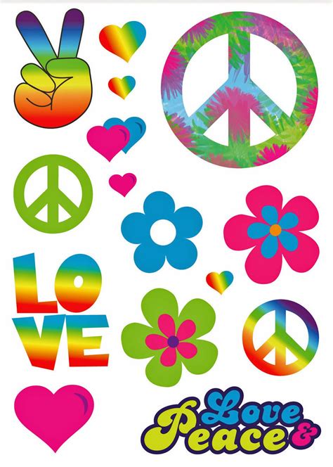 Hippie-Tattoos, sortierte Designs | festartikel-müller GmbH