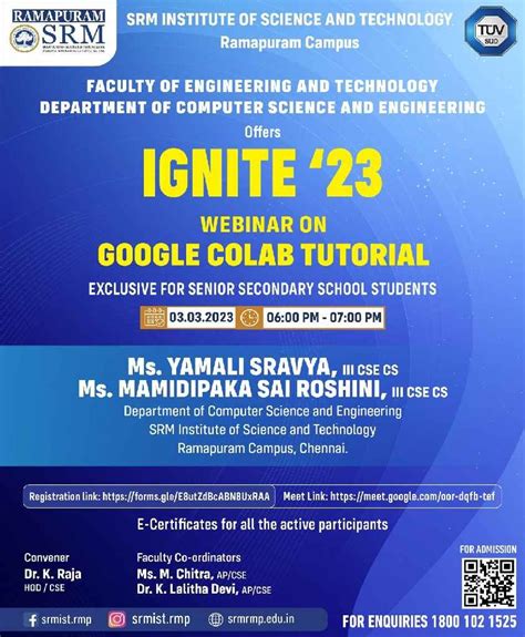 Google Colab Tutorial - SRM Ramapuram | SRMIST Ramapuram