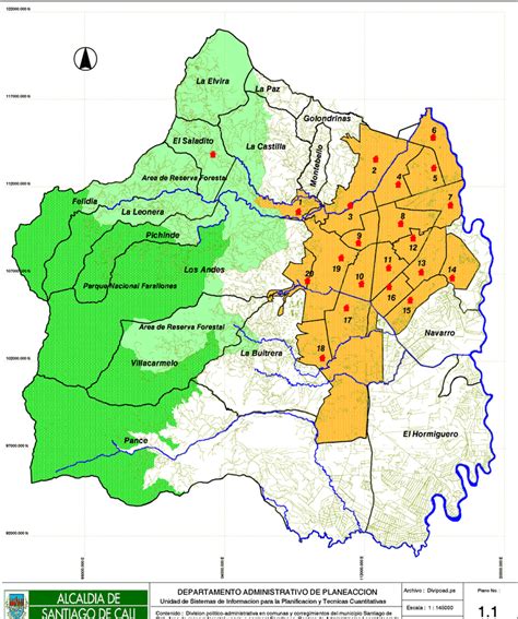 Division politico-administrativa del municipio de Santiago de Cali...en ...