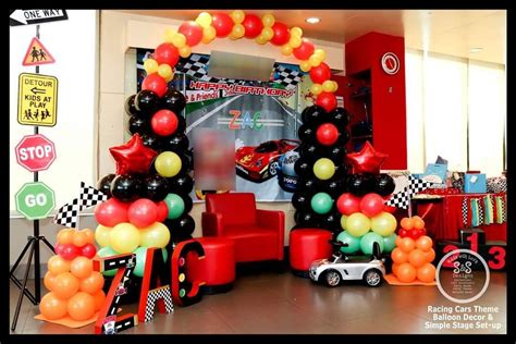 Racing cars party decorations | Race car party decorations, Car themed parties, Race car party