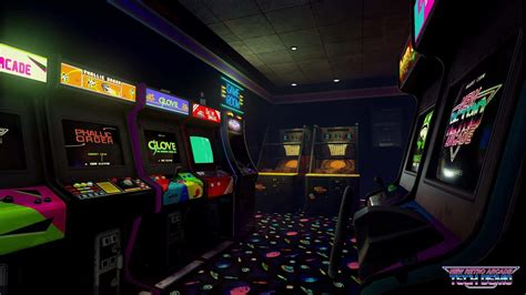 Download A Room With Many Arcade Machines And Neon Lights Wallpaper ...