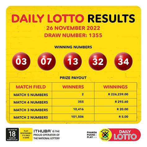 Daily Lotto Two share Saturday jackpot All numbers and payouts