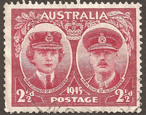 Stamp of Australia, 1945, figuring the Duke of Gloucester and his wife ...