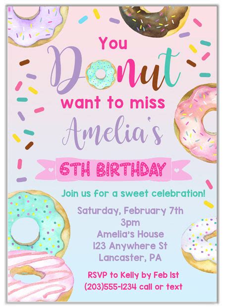 Sweet Celebration Sprinkles Donut Invitation Donut Party Donut Boy Party Invitation Donut ...