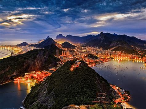 Wallpaper rio de janeiro, night, city, mountains, aerial view desktop wallpaper, hd image ...