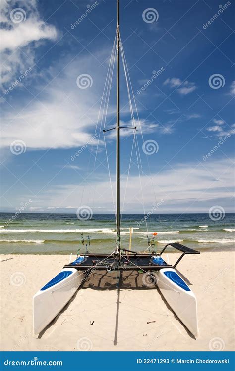 Catamaran on the beach stock image. Image of park, green - 22471293