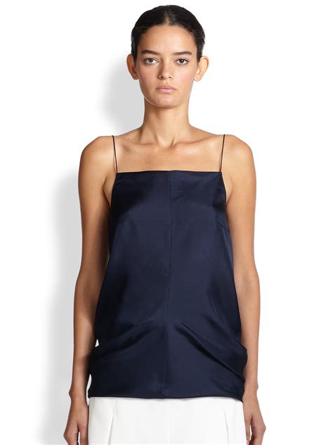 Lyst - Acne studios Alec Silk Spaghetti-Strap Blouse in Blue