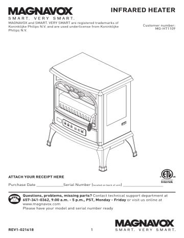 Magnavox MG-HT1109 Deluxe Infrared Stove Heater User manual | Manualzz