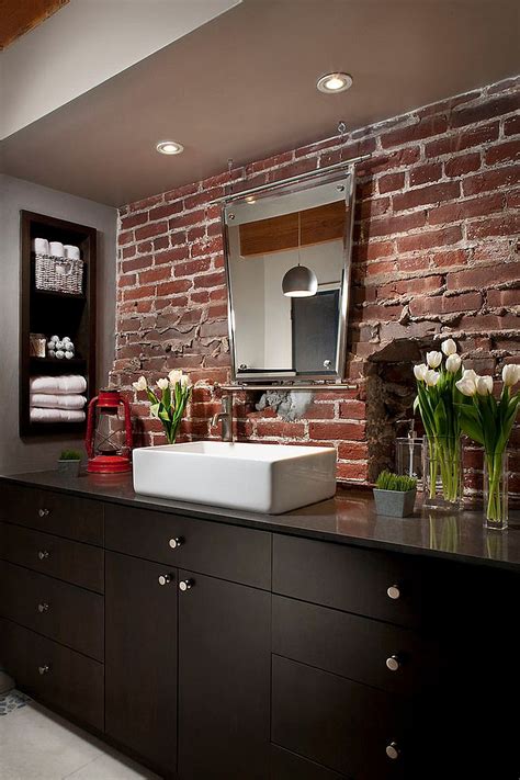 Rugged and Ravishing: 25 Bathrooms with Brick Walls