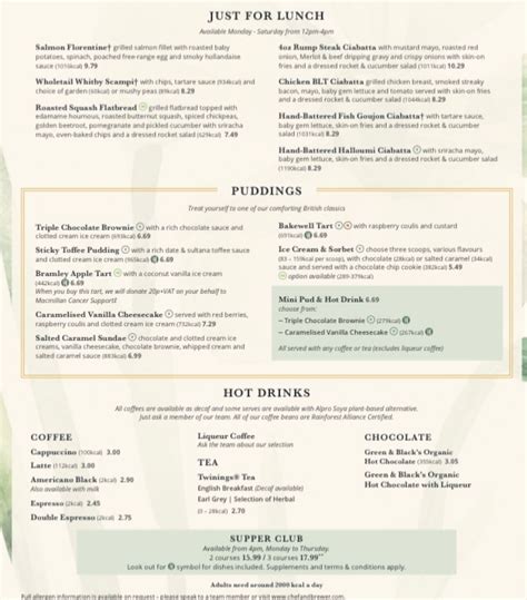 The Riverside Inn Shrewsbury's full menu online