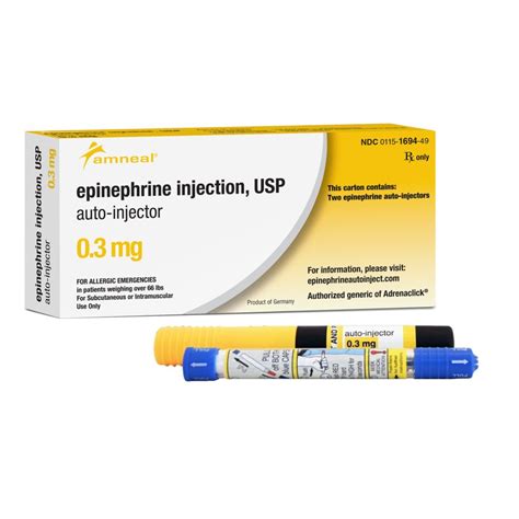 Epinephrine 0.3 mg Injection Prefilled Auto-Injector 0.3 mL - Merit ...