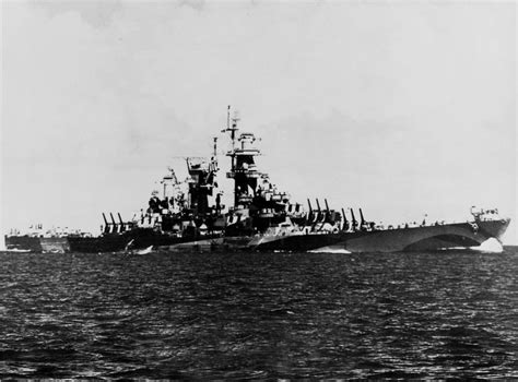 USS Guam (CB-2) conducting main battery gunnery practice in late 1944 ...