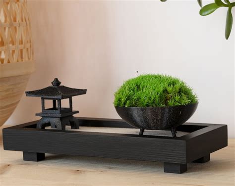 Zen Garden Kit With Lantern and Moss Bowl, Tabletop Japanese Garden ...