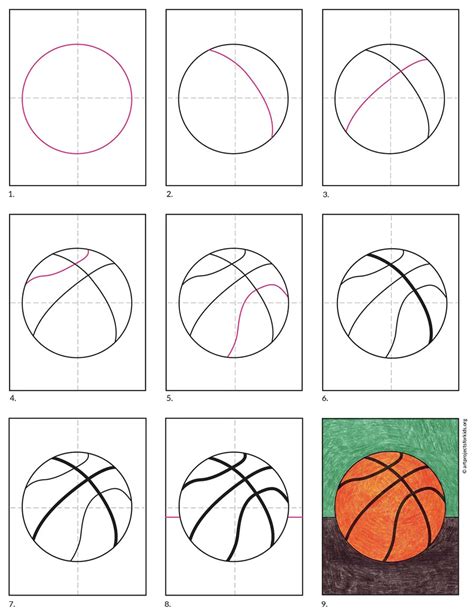 Easy How to Draw a Basketball Tutorial · Art Projects for Kids