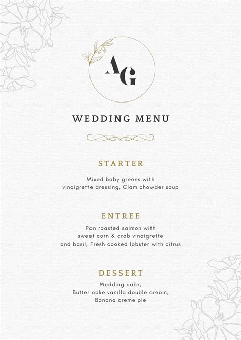 Decorations Digital Download Modern Event Menu Table Menu Modern ...