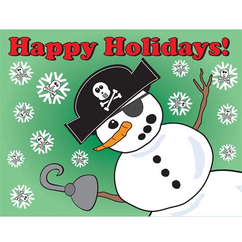 Pirate Snowman Holiday Cards Set Of Ten by paperlotus on Etsy