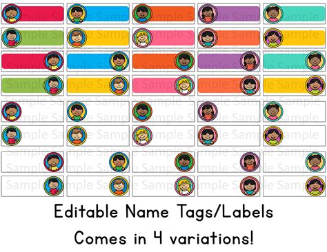 Editable Name Tags/Labels Kids Theme - Made By Teachers