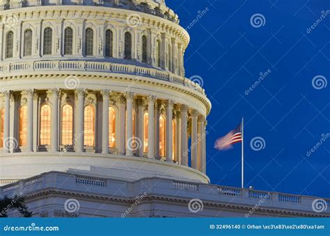 US Capitol Building Dome at Night - Washington DC Stock Photo - Image ...