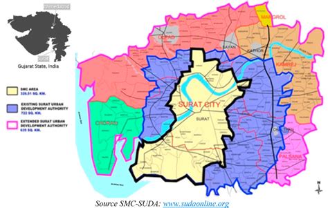 Surat location, and SMC and SUDA boundaries. Source SMC-SUDA ...