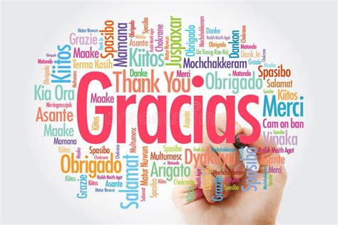 Gracias Thank You in Spanish Word Cloud in Different Languages with Marker Stock Image - Image ...