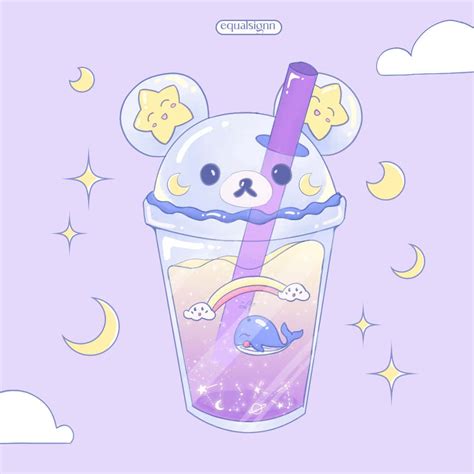 Download Starry Cute Boba Tea Wallpaper | Wallpapers.com