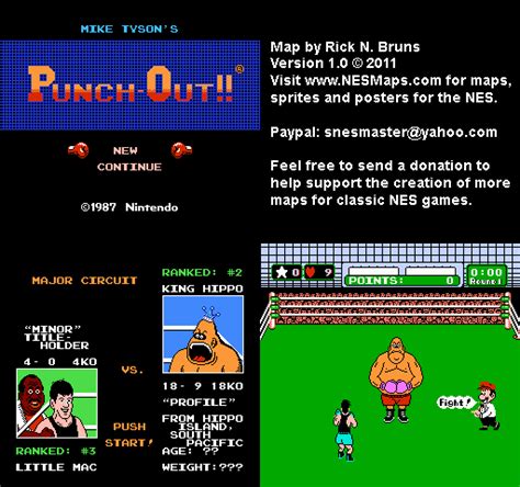 Mike Tyson's Punch-Out!! - King Hippo Major Circuit Nintendo NES Map