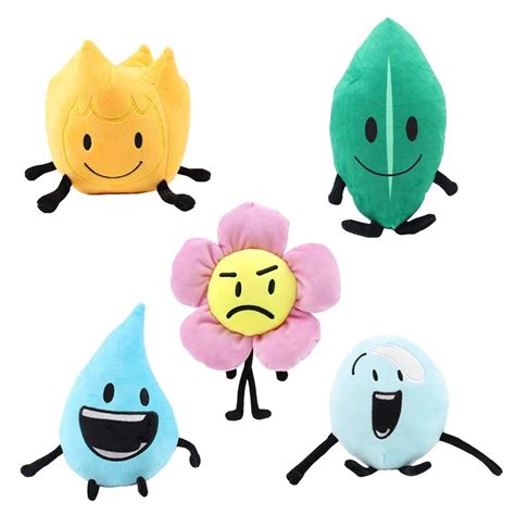 Buy okidg 5pcs Battle for Dream Island Plush Toy BFDI Leafy Flower Firey Plushie Soft Stuffed ...