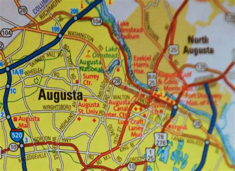 Map Image of Augusta Georgia Stock Photo - Image of cartography, state: 274812328