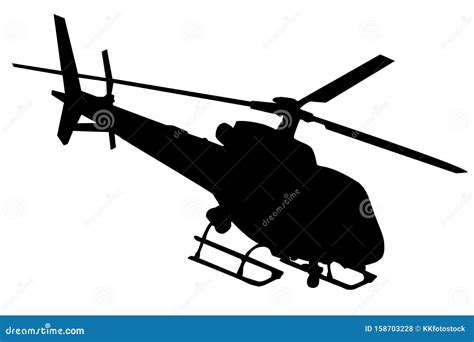 Helicopter Silhouette in Black Isolated on White Stock Vector - Illustration of army, silhouette ...