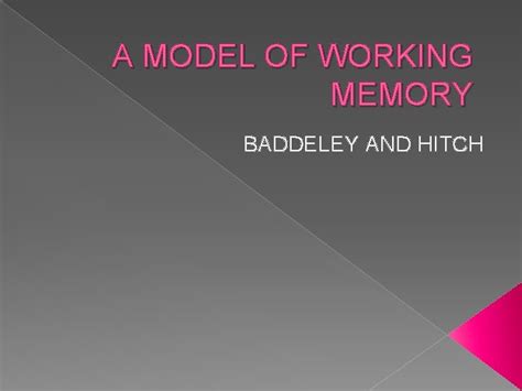 A MODEL OF WORKING MEMORY BADDELEY AND HITCH