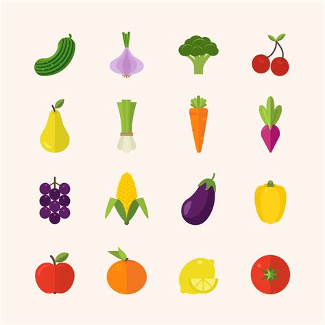 Flat Healthy Food Icons 321655 Vector Art at Vecteezy