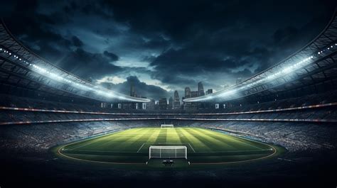 Premium AI Image | football stadium at night with lights on