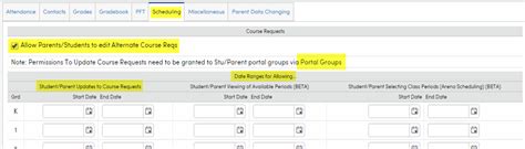 Portal Options - Scheduling : Aeries Software