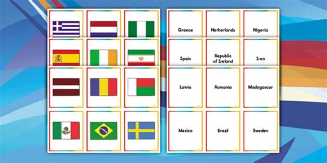 Winter Olympics Countries Flags Matching Game (teacher made)